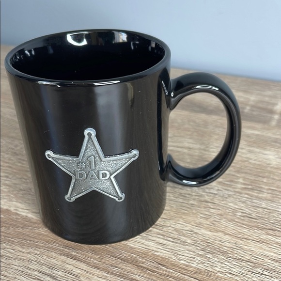 #1 Dad Mug with 3D Silver Star Badge 10oz Ceramic - Picture 8 of 8